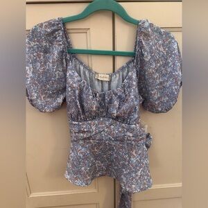 Altar'd State Blue and Brown Floral Top